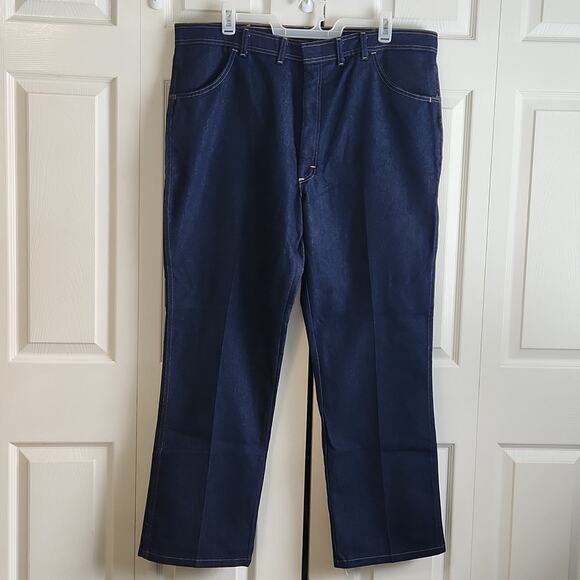 Wrangler Men's Dark Wash Flex Fit Waist Regular Fit Jeans Size 44 X 32 Zip Hook - Picture 1 of 9